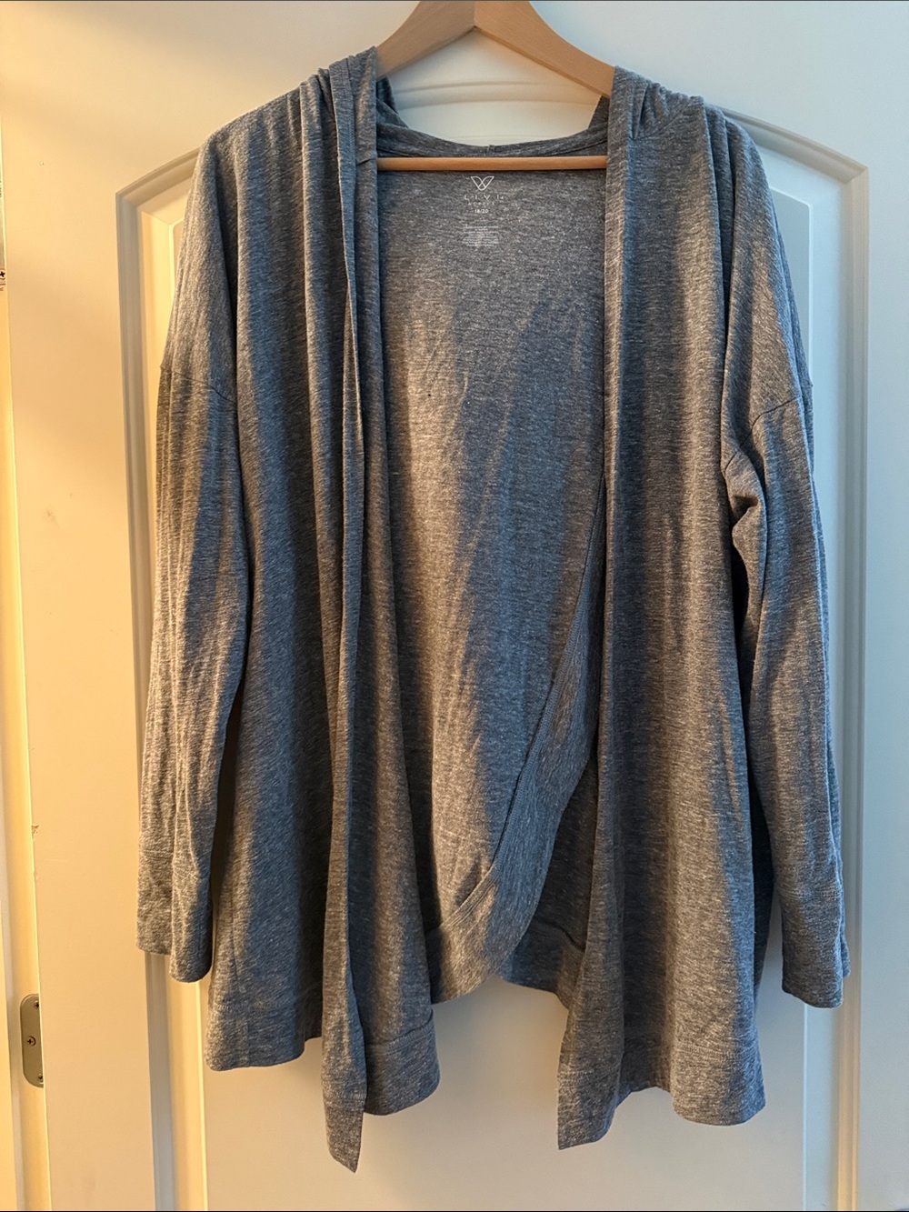 Lightweight Gray Hooded Open-Front Women’s Cardigan